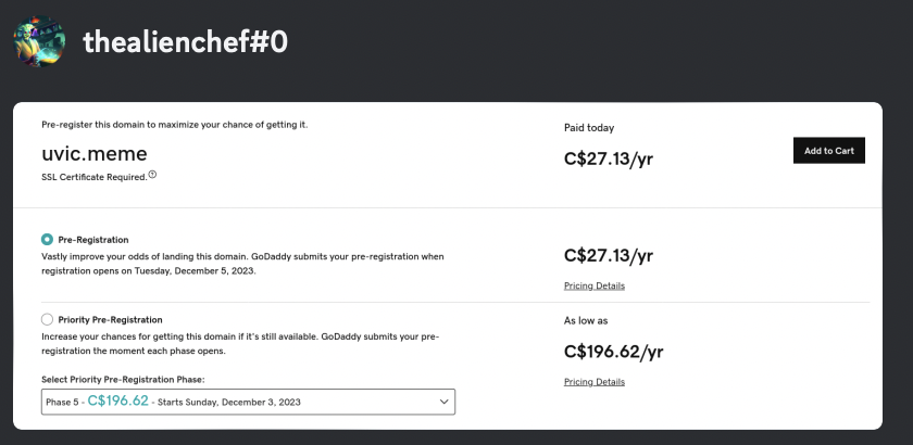 uvic.meme pre-register this domain to maximize your chance of getting it for CA$27.13