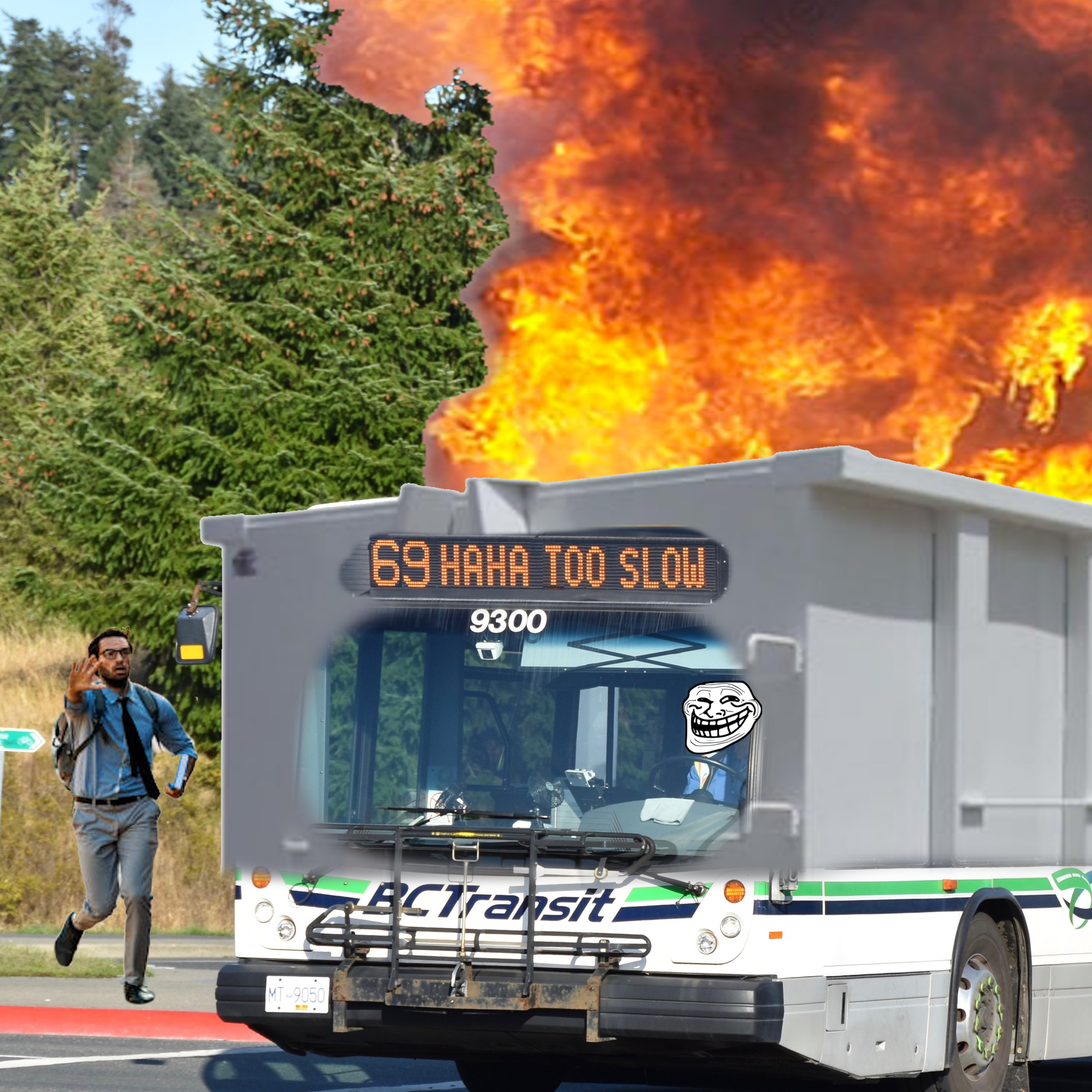 BC Transit Bus on Fire: 69 HAHA 100 SLOW